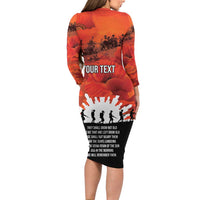 Anzac Day Gallipoli Personalised Family Matching Long Sleeve Bodycon Dress and Hawaiian Shirt Red Poppy Flowers