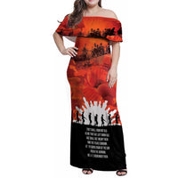 Anzac Day Gallipoli Personalised Family Matching Off Shoulder Maxi Dress and Hawaiian Shirt Red Poppy Flowers