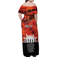 Anzac Day Gallipoli Personalised Family Matching Off Shoulder Maxi Dress and Hawaiian Shirt Red Poppy Flowers