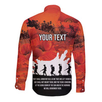 Anzac Day Gallipoli Personalised Long Sleeve Button Shirt Red Poppy Flowers LT9 - Polynesian Pride