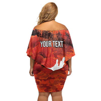 Anzac Day Gallipoli Personalised Off Shoulder Short Dress Red Poppy Flowers