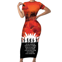 Anzac Day Gallipoli Personalised Short Sleeve Bodycon Dress Red Poppy Flowers