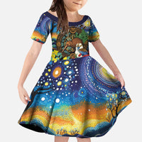 Kiwi-Kookaburra Bird ANZAC Personalised Family Matching Off The Shoulder Long Sleeve Dress and Hawaiian Shirt Aussie Golden Wattle Poppy Flowers