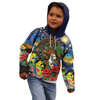 Kiwi-Kookaburra Bird ANZAC Personalised Kid Hoodie Aussie Golden Wattle Poppy Flowers
