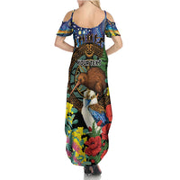 Kiwi-Kookaburra Bird ANZAC Personalised Summer Maxi Dress Aussie Golden Wattle Poppy Flowers