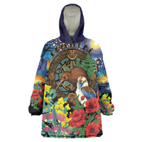 Kiwi-Kookaburra Bird ANZAC Personalised Wearable Blanket Hoodie Aussie Golden Wattle Poppy Flowers