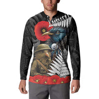 Kiwi-Tui Bird Soldier ANZAC Day Personalised Button Sweatshirt Maori Silver Fern Motif