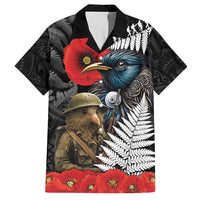 Kiwi-Tui Bird Soldier ANZAC Day Personalised Family Matching Short Sleeve Bodycon Dress and Hawaiian Shirt Maori Silver Fern Motif
