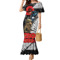 Kiwi-Tui Bird Soldier ANZAC Day Personalised Mermaid Dress Maori Silver Fern Motif