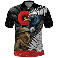 Kiwi-Tui Bird Soldier ANZAC Day Personalised Polo Shirt Maori Silver Fern Motif