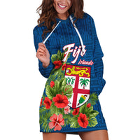 Polynesian Pride Fiji Hoodie Dress Tropical Flowers and Tapa Pattern LT9 - Polynesian Pride