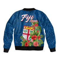 Polynesian Pride Fiji Sleeve Zip Bomber Jacket Tropical Flowers and Tapa Pattern LT9 - Polynesian Pride