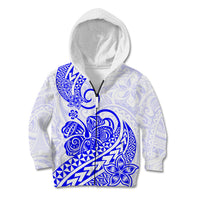 Polynesian Kid Hoodie Tribal Tattoo Blue Screen Color LT9 - Polynesian Pride