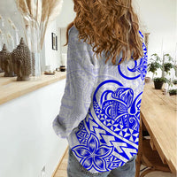 Polynesian Women Casual Shirt Tribal Tattoo Blue Screen Color LT9 - Polynesian Pride