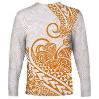 Polynesian Long Sleeve Shirt Tribal Tattoo Gold Screen Color LT9 - Polynesian Pride