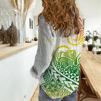 Polynesian Women Casual Shirt Tribal Tattoo Gradient 02 Screen Color LT9 - Polynesian Pride