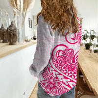 Polynesian Women Casual Shirt Tribal Tattoo Pink Screen Color LT9 - Polynesian Pride