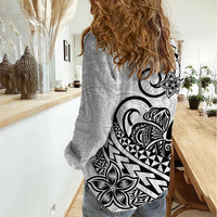 Polynesian Women Casual Shirt Tribal Tattoo Black Screen Color LT9 - Polynesian Pride