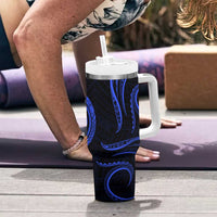 Polynesian Guam Coat of Arms Tumbler With Handle Polynesian Tribal Tattoo Blue Version