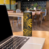 Polynesian Guam Coat of Arms Skinny Tumbler Polynesian Tribal Tattoo Gold Version