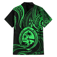 Polynesian Guam Coat of Arms Family Matching Off Shoulder Maxi Dress and Hawaiian Shirt Polynesian Tribal Tattoo Green Version
