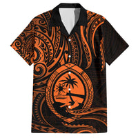 Polynesian Guam Coat of Arms Family Matching Puletasi and Hawaiian Shirt Polynesian Tribal Tattoo Orange Version