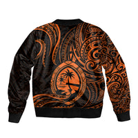 Polynesian Pride Guam Sleeve Zip Bomber Jacket With Polynesian Tribal Tattoo and Coat of Arms Orange Version LT9 - Polynesian Pride