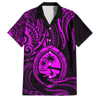 Polynesian Guam Coat of Arms Family Matching Short Sleeve Bodycon Dress and Hawaiian Shirt Polynesian Tribal Tattoo Purple Version