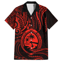 Polynesian Guam Coat of Arms Family Matching Puletasi and Hawaiian Shirt Polynesian Tribal Tattoo Red Version