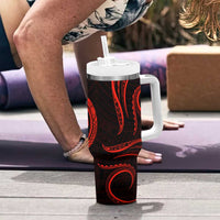 Polynesian Guam Coat of Arms Tumbler With Handle Polynesian Tribal Tattoo Red Version
