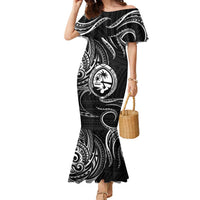 Polynesian Guam Coat of Arms Family Matching Mermaid Dress and Hawaiian Shirt Polynesian Tribal Tattoo Black Version