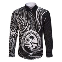 Polynesian Guam Coat of Arms Family Matching Puletasi and Hawaiian Shirt Polynesian Tribal Tattoo Black Version