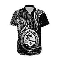 Polynesian Pride Guam Hawaiian Shirt With Polynesian Tribal Tattoo and Coat of Arms Black Version LT9 - Polynesian Pride