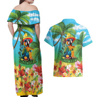 Always 5 O'clock Couples Matching Off Shoulder Maxi Dress and Hawaiian Shirt Hawaiian Tropical Parrot - Polynesian Pride