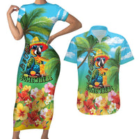 Always 5 O'clock Couples Matching Short Sleeve Bodycon Dress and Hawaiian Shirt Hawaiian Tropical Parrot - Polynesian Pride