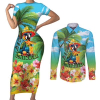 Always 5 O'clock Couples Matching Short Sleeve Bodycon Dress and Long Sleeve Button Shirt Hawaiian Tropical Parrot - Polynesian Pride