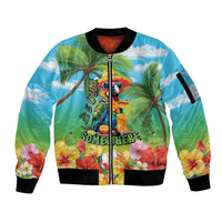 Always 5 O'clock Sleeve Zip Bomber Jacket Hawaiian Tropical Parrot - Polynesian Pride