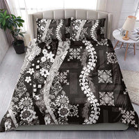 Hawaii Puakenikeni and Maile Lei Bedding Set Black Japanese Wave Style - Polynesian Pride