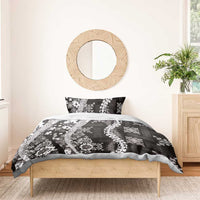 Hawaii Puakenikeni and Maile Lei Bedding Set Black Japanese Wave Style - Polynesian Pride