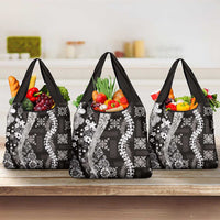 Hawaii Puakenikeni and Maile Lei Grocery Bag Black Japanese Wave Style - Polynesian Pride