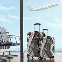 Hawaii Puakenikeni and Maile Lei Luggage Cover Black Japanese Wave Style - Polynesian Pride