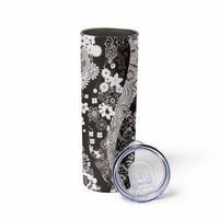 Hawaii Puakenikeni and Maile Lei Skinny Tumbler Black Japanese Wave Style - Polynesian Pride