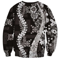 Hawaii Puakenikeni and Maile Lei Sweatshirt Black Japanese Wave Style LT9 - Polynesian Pride