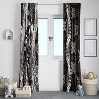 Hawaii Puakenikeni and Maile Lei Window Curtain Black Japanese Wave Style - Polynesian Pride