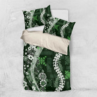 Hawaii Puakenikeni and Maile Lei Bedding Set Green Japanese Wave Style - Polynesian Pride