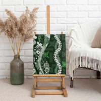 Hawaii Puakenikeni and Maile Lei Canvas Wall Art Green Japanese Wave Style - Polynesian Pride