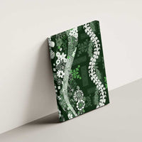 Hawaii Puakenikeni and Maile Lei Canvas Wall Art Green Japanese Wave Style - Polynesian Pride