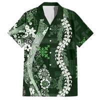 Hawaii Puakenikeni and Maile Lei Hawaiian Shirt Green Japanese Wave Style - Polynesian Pride