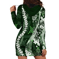 Hawaii Puakenikeni and Maile Lei Hoodie Dress Green Japanese Wave Style - Polynesian Pride