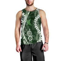 Hawaii Puakenikeni and Maile Lei Men Tank Top Green Japanese Wave Style - Polynesian Pride